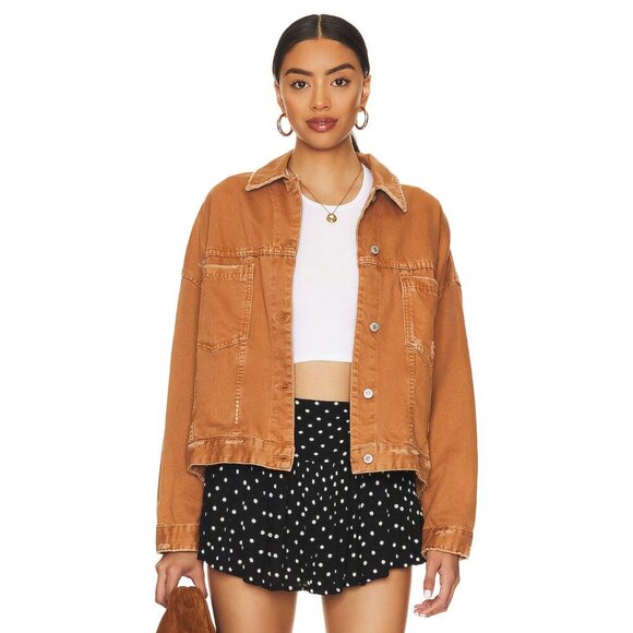 Free People We The Free Golden Nugget Opal Denim Jacket Size Small - Picture 3 of 14